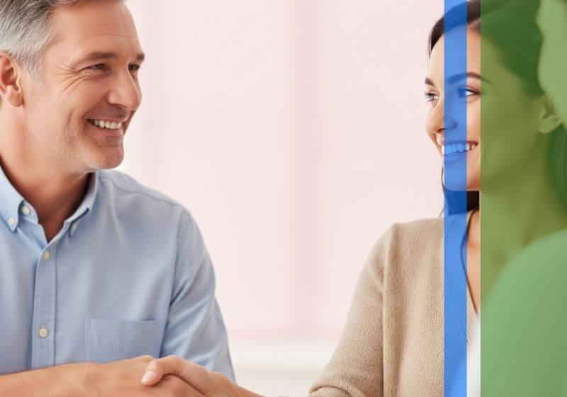 plumber shaking hand with client