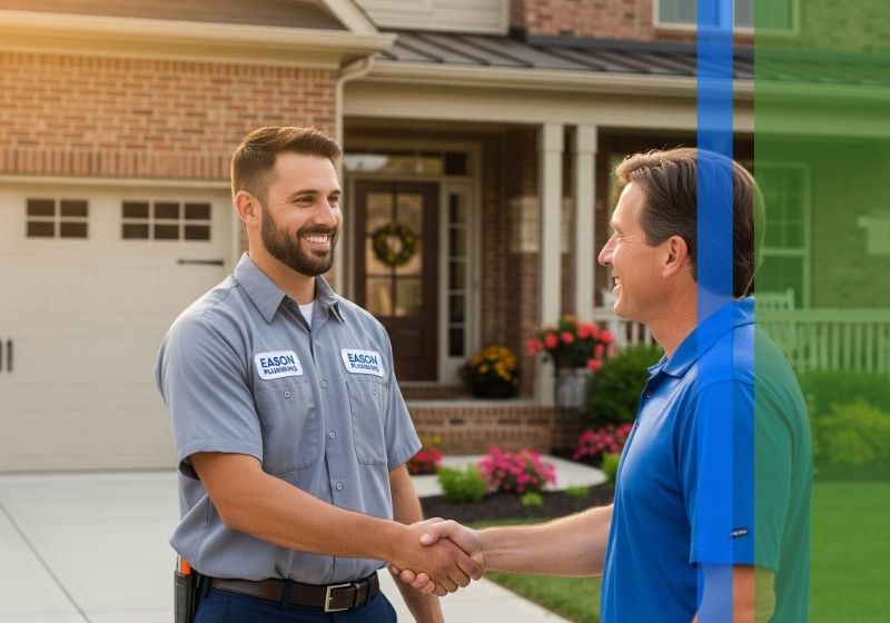 plumber shaking hand of a client