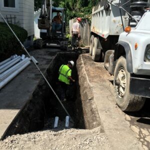 a sewer line being replaced