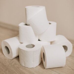 a stack of toilet paperf