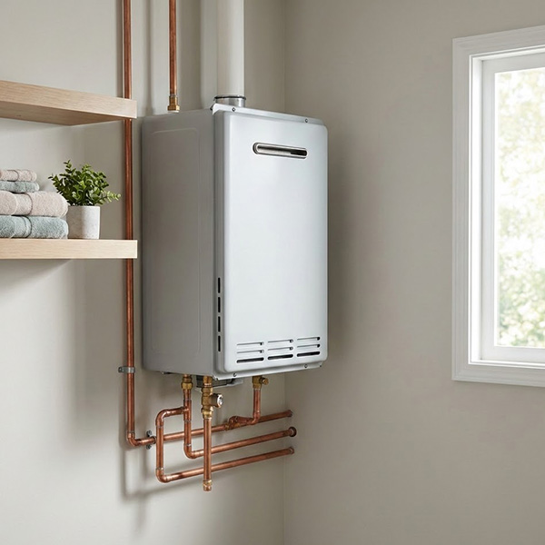 tankless water heater in utility room