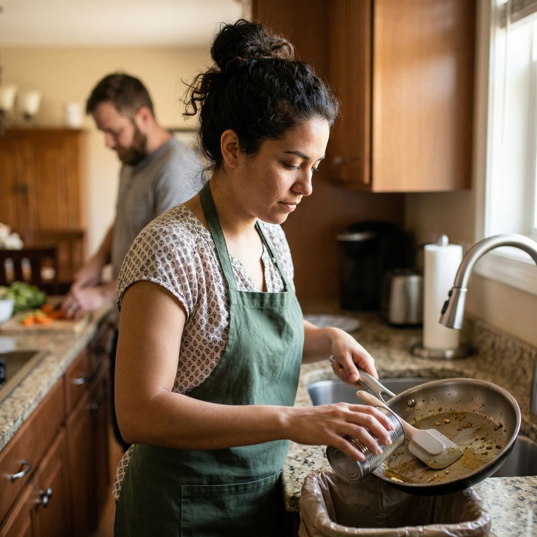 woman washing dishes