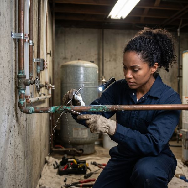 plumber fixing leak