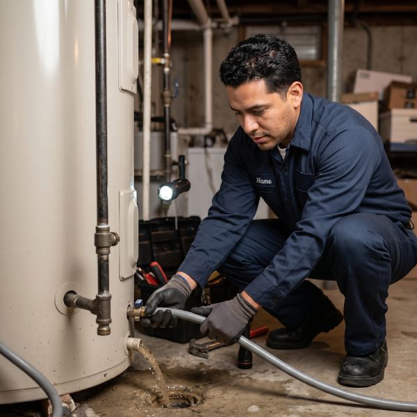 plumber with hot water heater