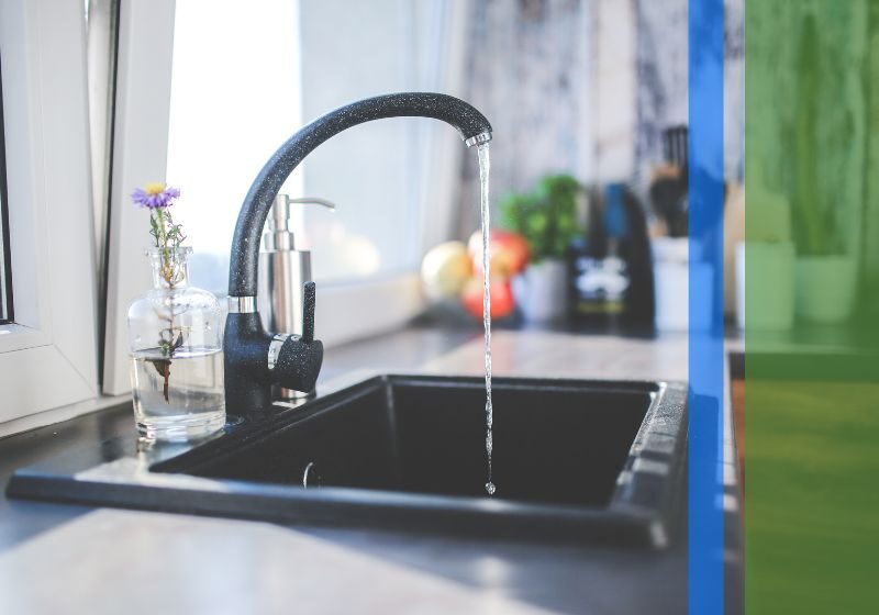 Water flowing freely from a nice sink